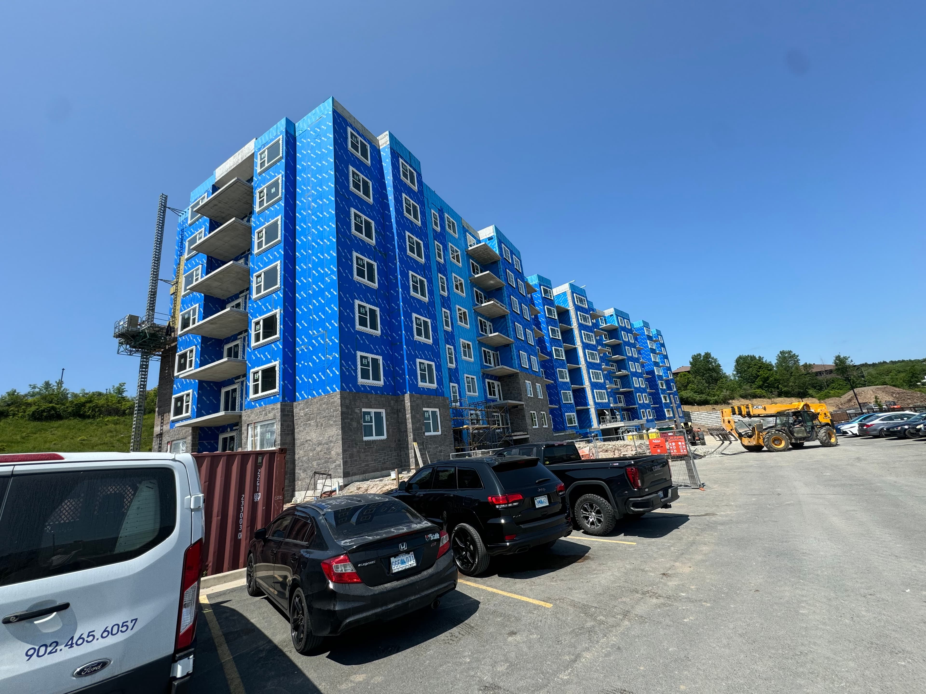 Completed cladding and weatherproofing exterior work.